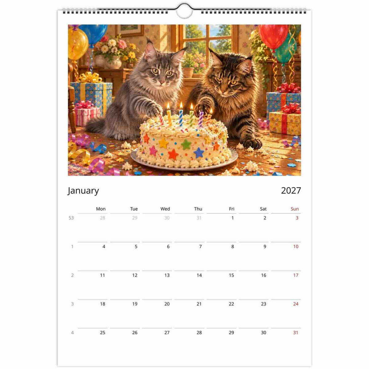 Two Pet Option - Personalised Pet Calendar (2027)
